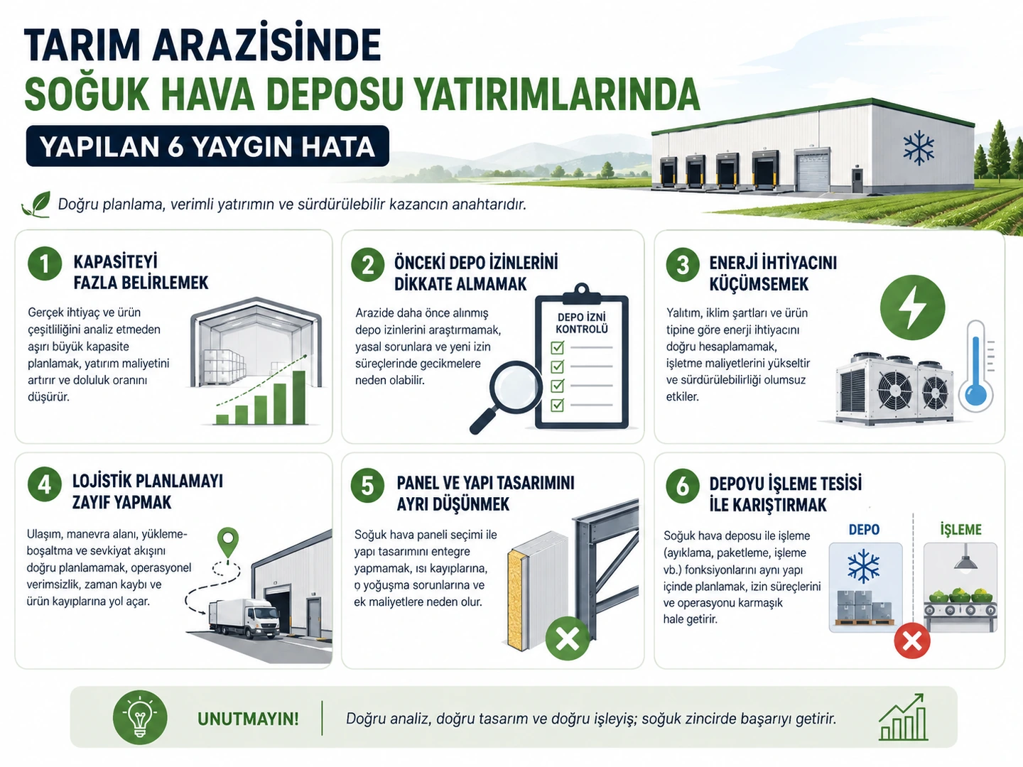 Tarım arazisinde soğuk hava deposu yatırımında sık yapılan proje ve kapasite hataları